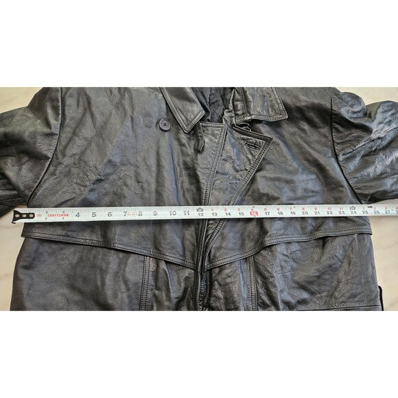 Fabiani Black Genuine Leather Finest Quality Men's Trench Coat Size L - Picture 6 of 11